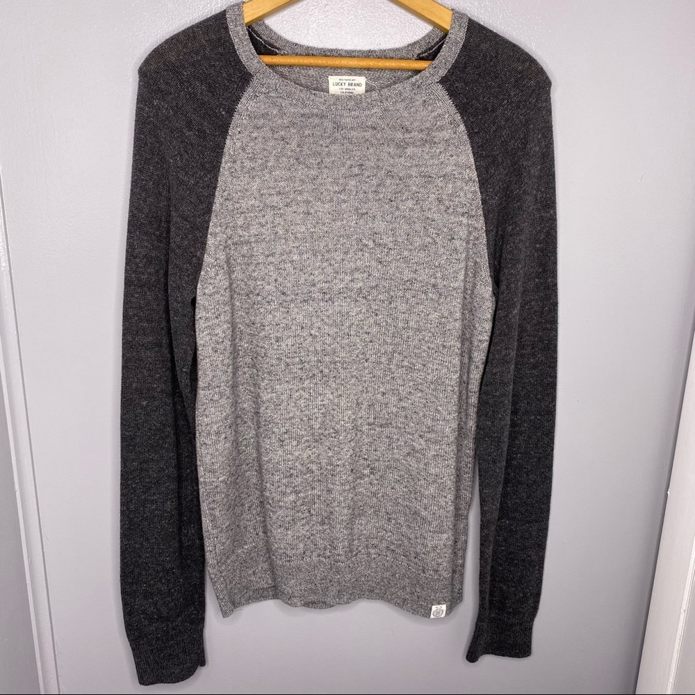 LUCKY BRAND Gray Crew Neck Knit Sweater